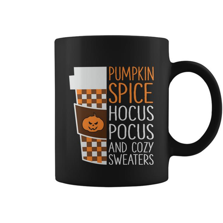 Pumpkin Spice Hocus Pocus And Cozy Sweaters Halloween Quote Coffee Mug