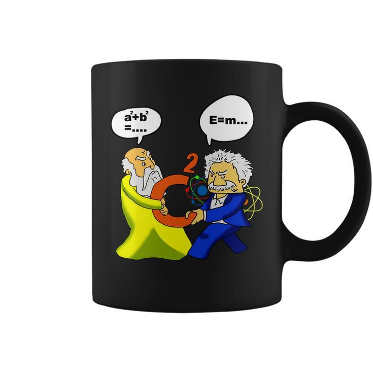 Pythagoras Vs Einstein Funny Math Science Tshirt Coffee Mug