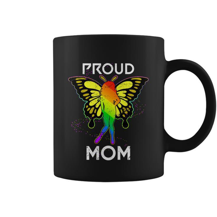 Rainbow Butterfly Proud Lesbian Mom Mothers Day Gift Lgbt Cool Gift Coffee Mug