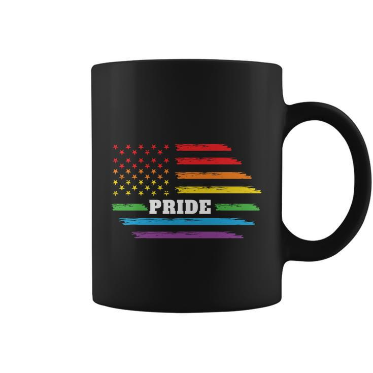 Rainbow Distressed American Flag Pride Month Lbgt Coffee Mug