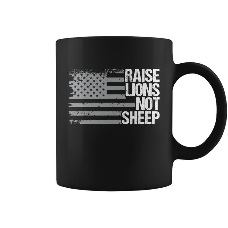 Raise Lions Not Sheep American Patriot Patriotic Lion Tshirt Graphic Design Printed Casual Daily Basic Coffee Mug