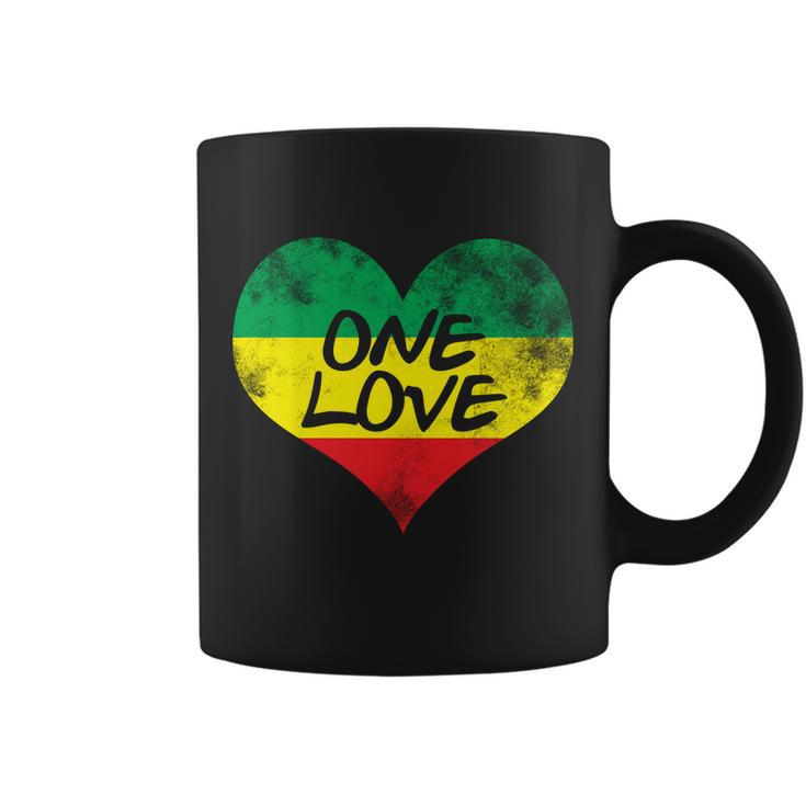 Rastafari One Love Vintage Jamaican Heart Coffee Mug