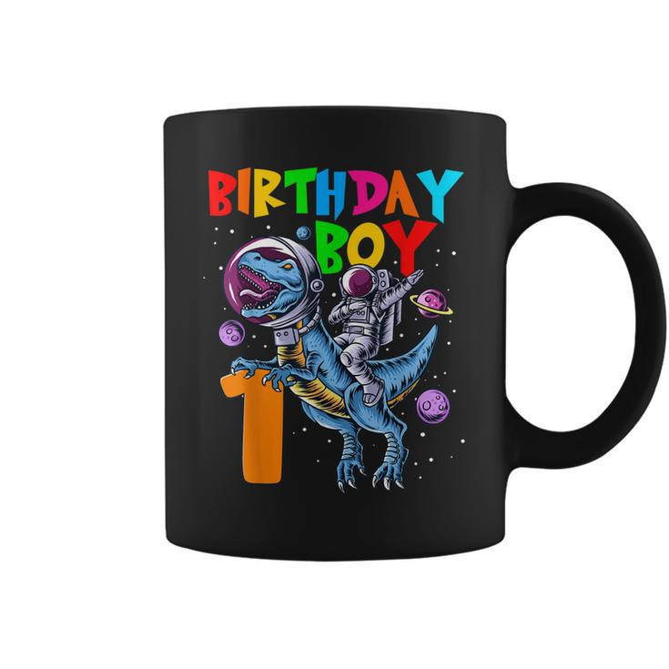 Rawr 1 Years Old Birthday Boy Astronaut Riding 1St Dinosaurs  Coffee Mug