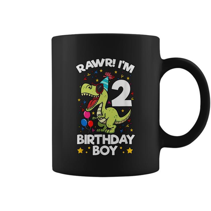 Rawr Im 2 Birthday Boy Dinosaur Trex Themed 2Nd Birthday Coffee Mug