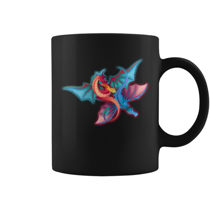 Red And Blue Flying Dragons Coffee Mug