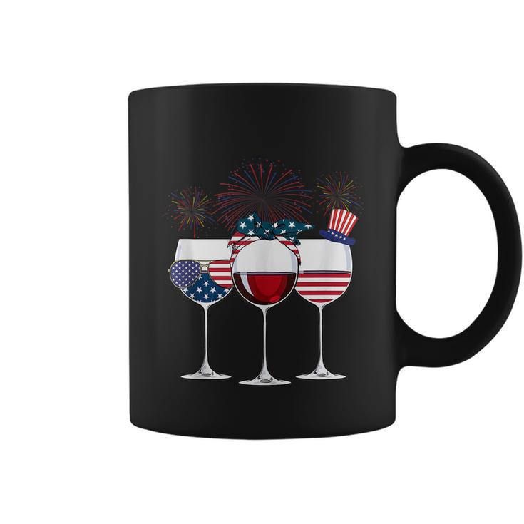 Red White And Blue Wine Glass 4Th Of July Coffee Mug