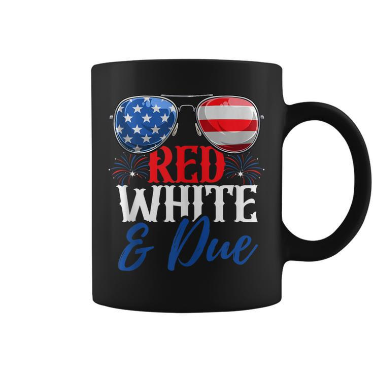 Red White And Due 4Th Of July Pregnancy Announcement Flag  Coffee Mug