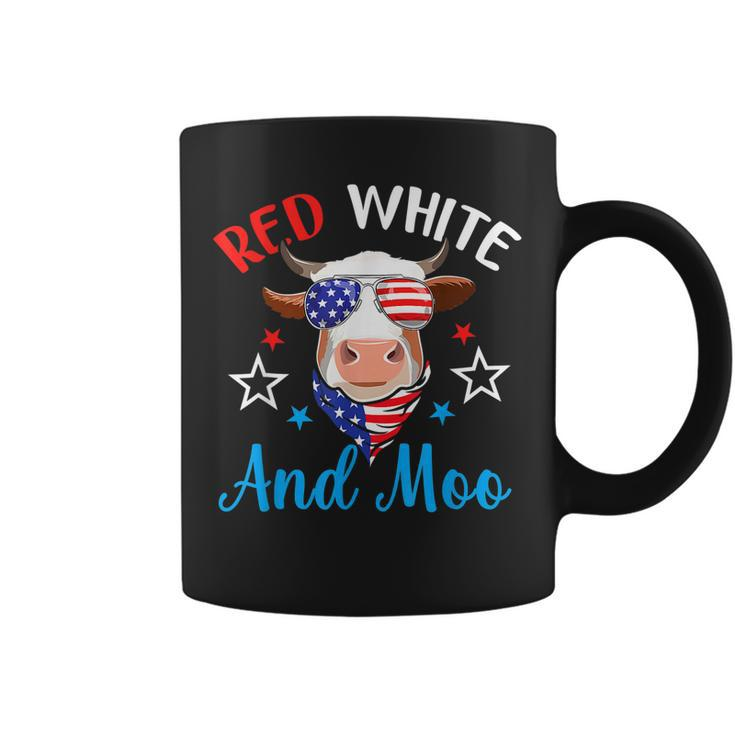 Red White And Moo 4Th Of July Cow Usa Flag Farmer Patriotic  V2 Coffee Mug