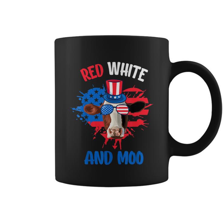 Red White And Moo Patriotic Cow Farmer 4Th Of July Tshirt Coffee Mug