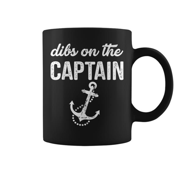 Retro Anchor Vintage Dibs On The Captain Funny Captain Wife  Coffee Mug