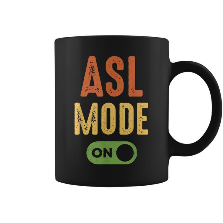 Retro Asl Mode On American Sign Language Vintage  Coffee Mug