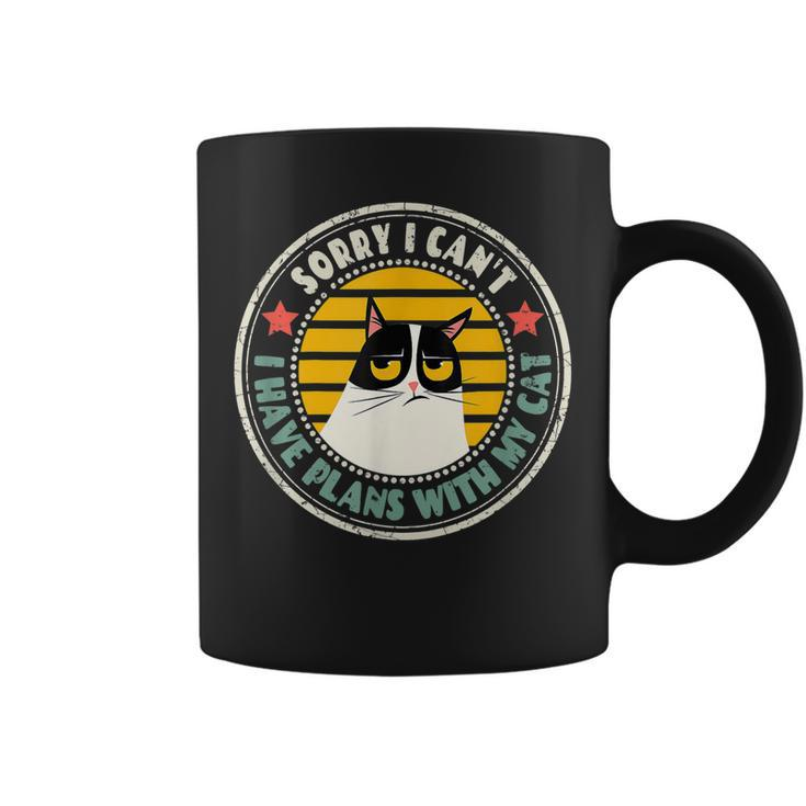 Retro Cat Im Sorry I Cant I Have Plans With My Cats  Coffee Mug