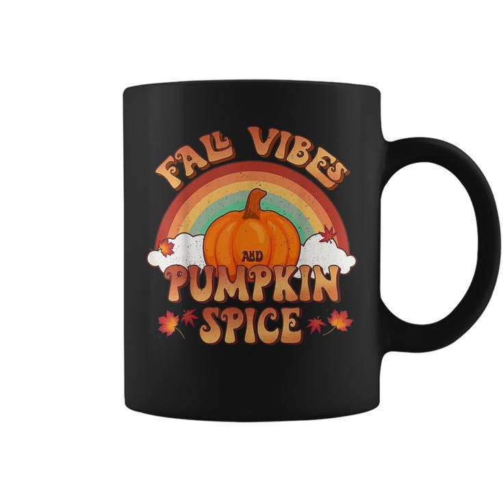 Retro Fall Vibes And Pumpkin Spice Rainbow Fall Autumn  Coffee Mug