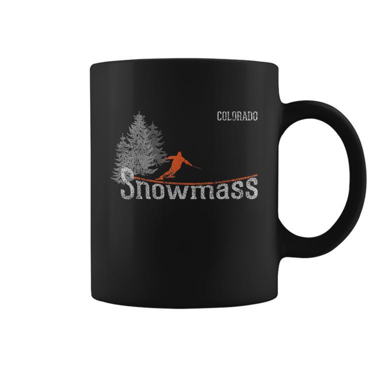 Retro Snowmass Colorado Distressed Skiing Coffee Mug