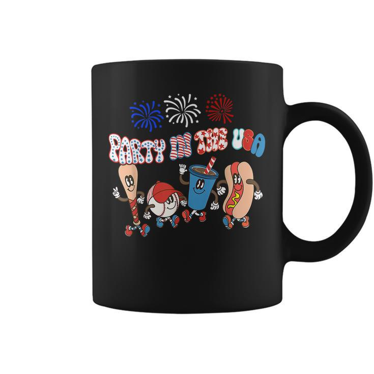 Retro Style Party In The Usa 4Th Of July Baseball Hot Dog  V2 Coffee Mug