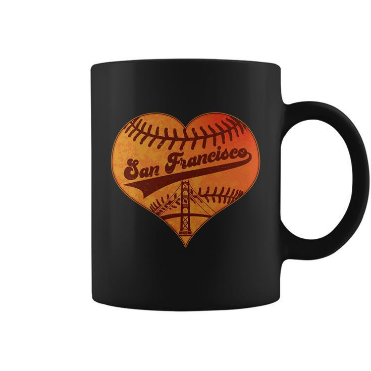 Retro Vintage San Francisco Baseball Heart Coffee Mug