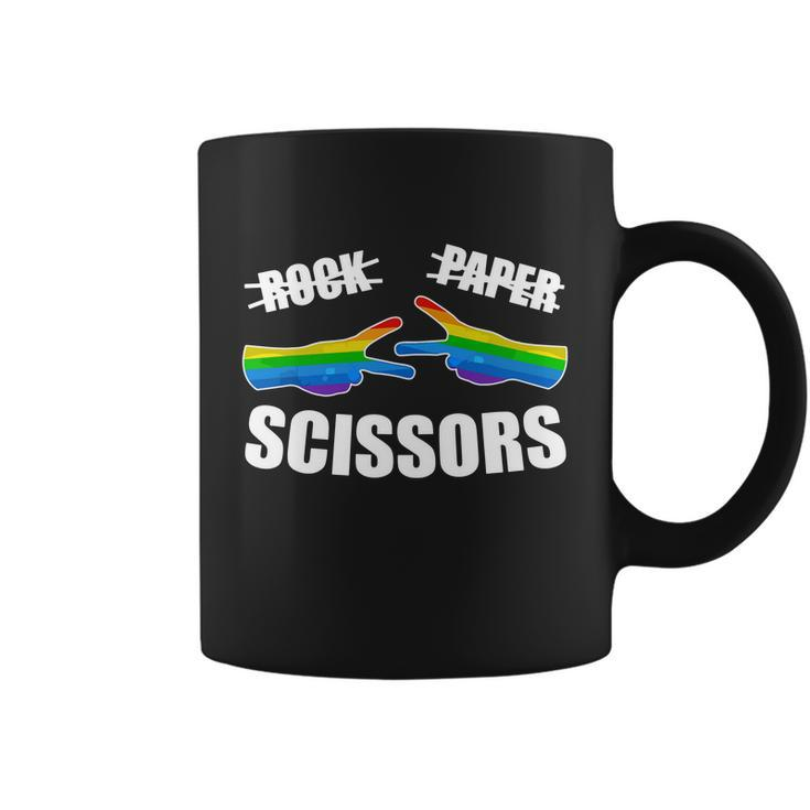 Rock Paper Scissors Lesbian Pride Rainbow Lgbt Coffee Mug