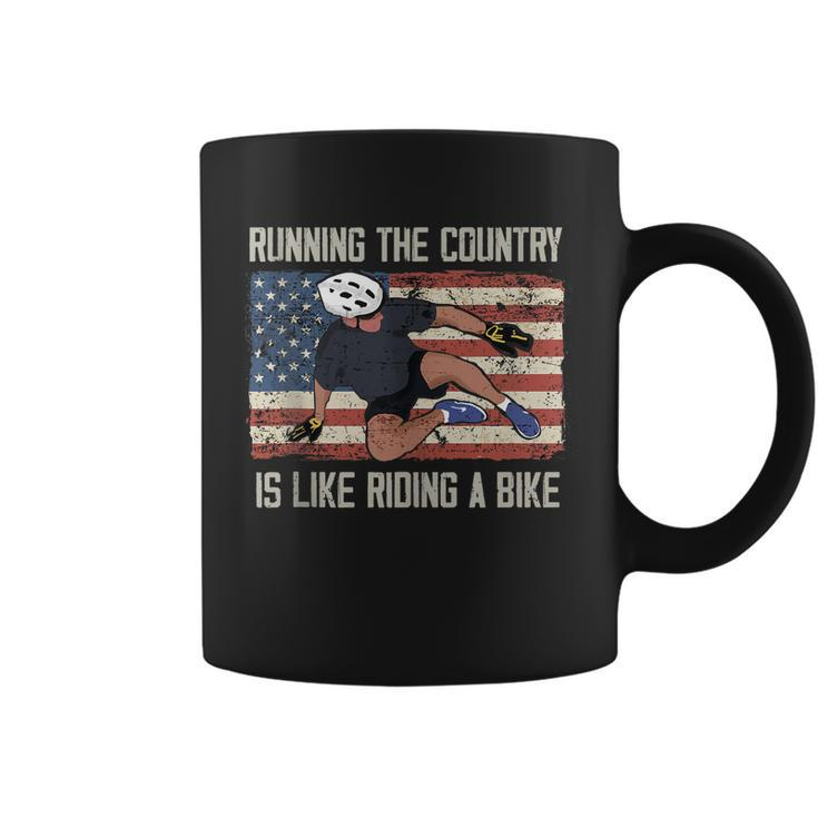 Running The Country Is Like Riding A Bike Funny Biden Meme Coffee Mug