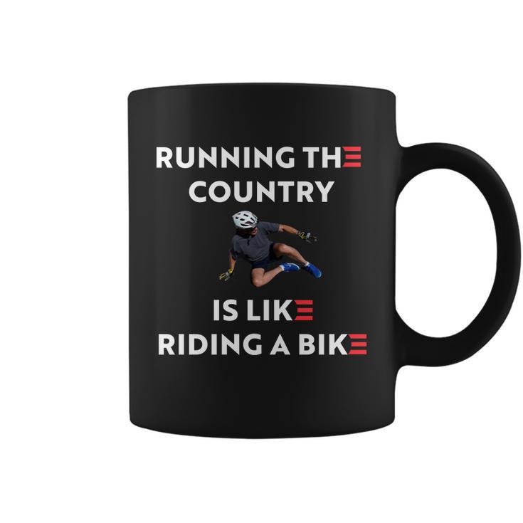 Running The Country Is Like Riding A Bike Funny Biden Meme Coffee Mug