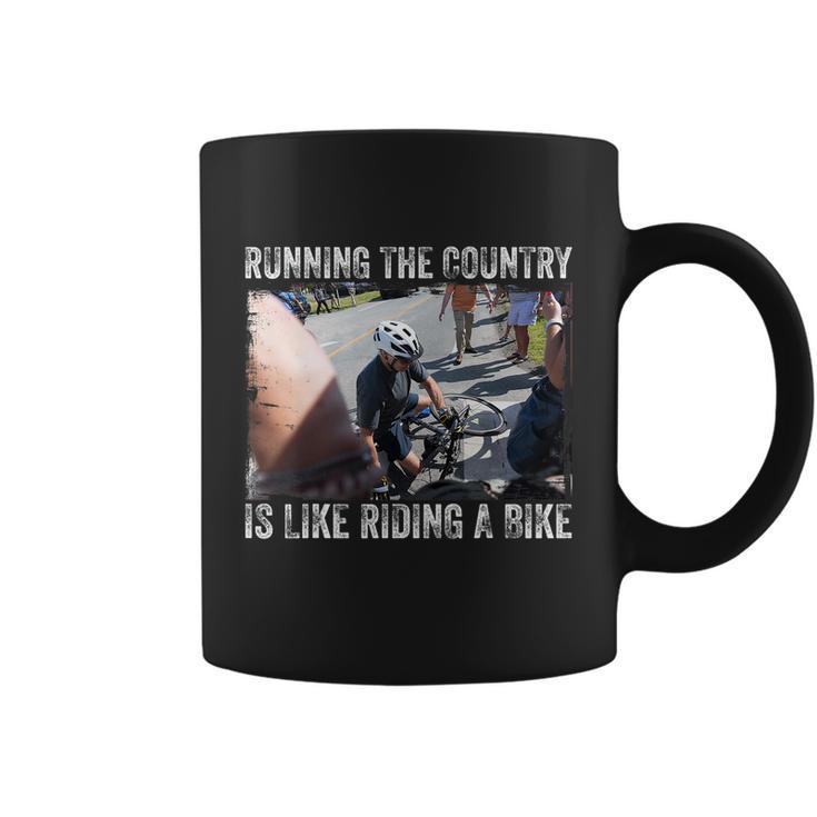 Running The Country Is Like Riding A Bike Joe Biden Funny Design Anti Biden Coffee Mug