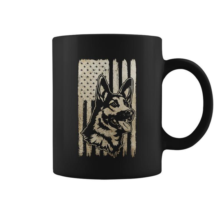 Rustic American Flag Meaningful Gift Patriotic German Shepherd Dog Lover Gift Coffee Mug