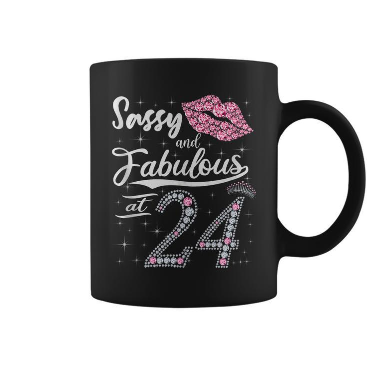 Sassy And Fabulous At 24 24Th Pink Crown Lips Women Birthday  Coffee Mug