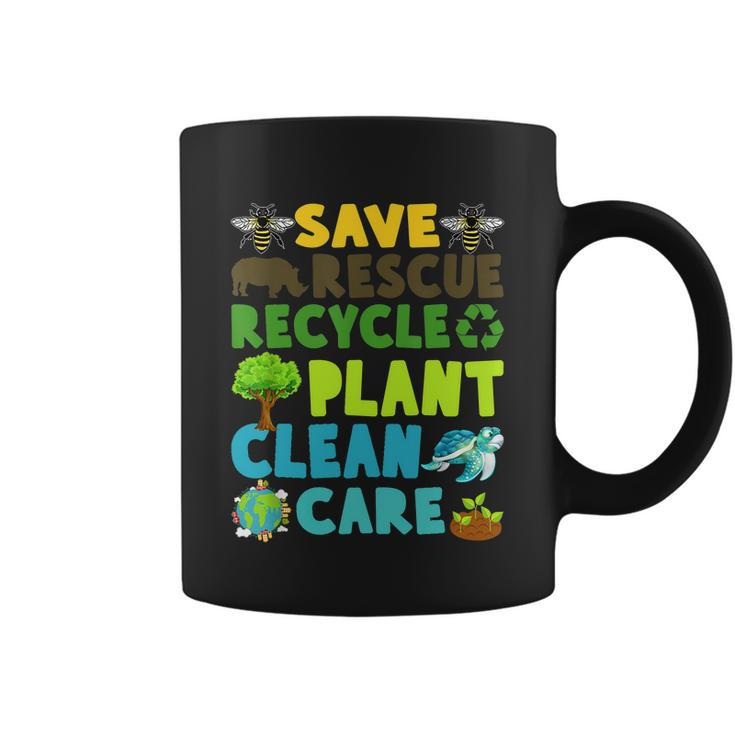 Save Bees Rescue Animals Recycle Plastic Earth Day Planet Funny Gift Coffee Mug
