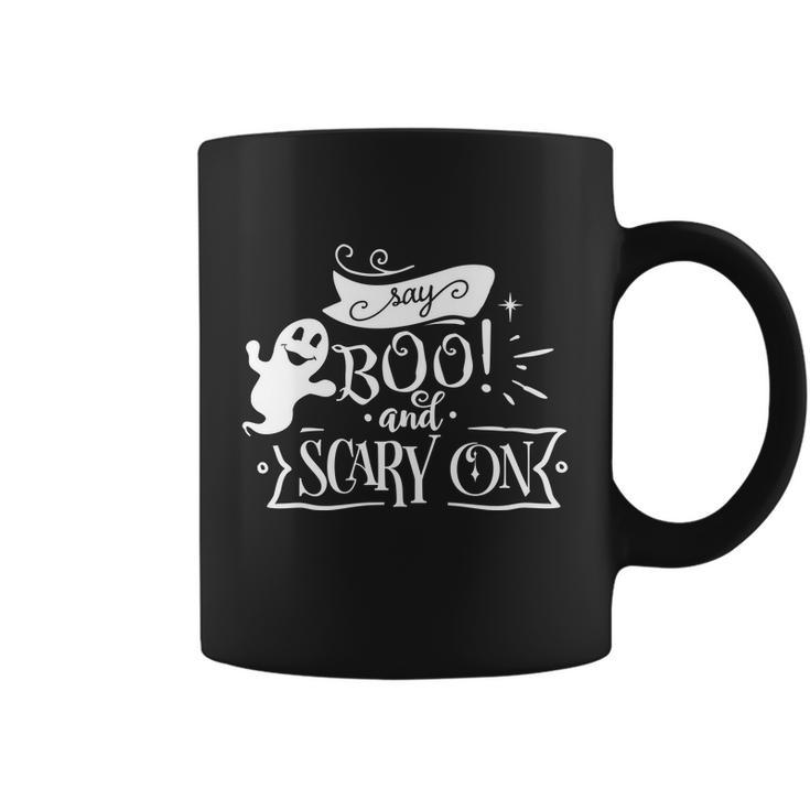 Say Boo And Scary On Funny Halloween Quote Coffee Mug