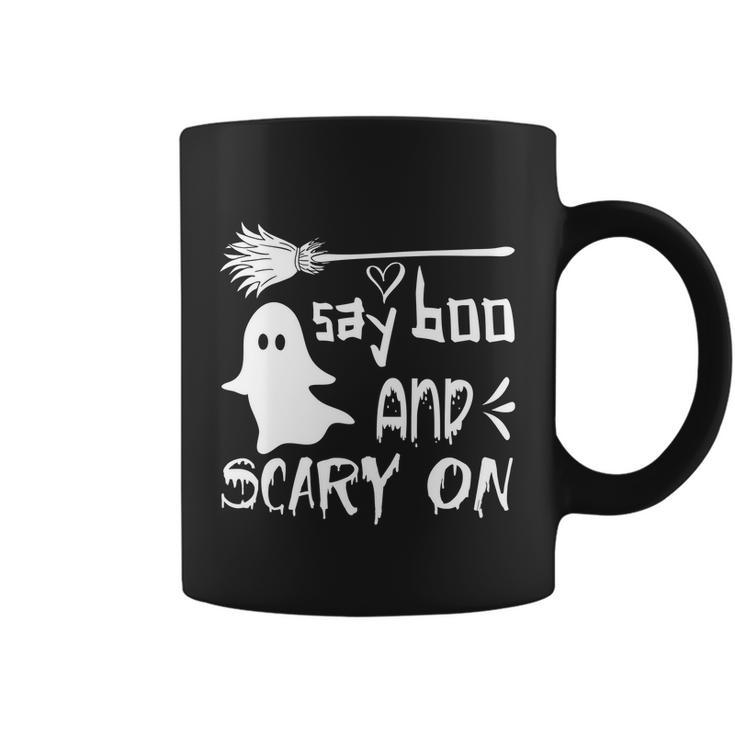 Say Boo And Scary On Halloween Quote Coffee Mug