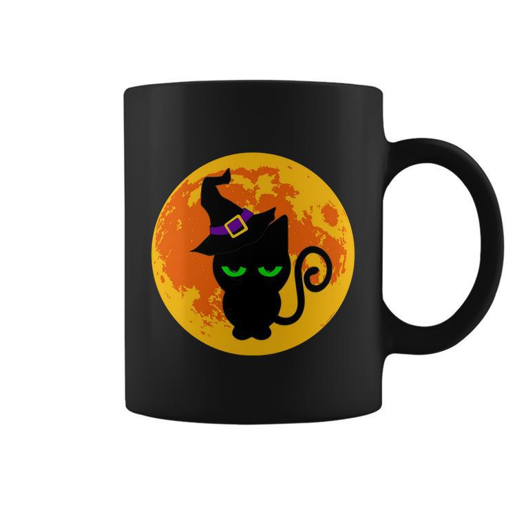 Scary Black Cat Costume Witch Hat Amp Moon Graphics Halloween Quote Coffee Mug