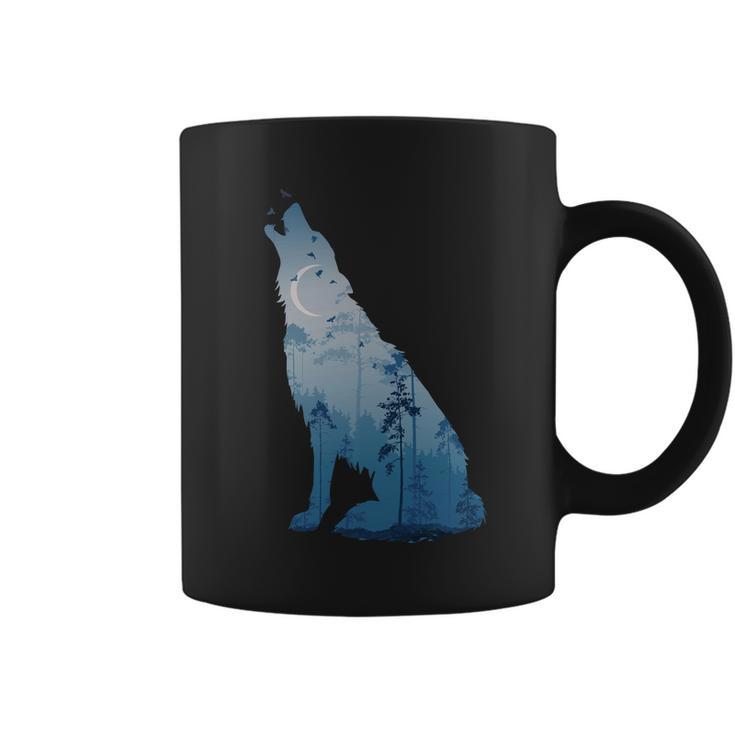 Silhouette Of The Howling Wolf Coffee Mug