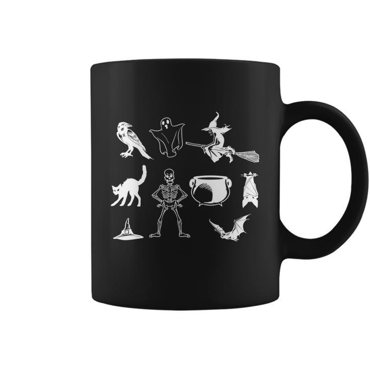 Skeleton Crow Witch Cat Bat Haning Bat Flying Ghost Halloween Quote Coffee Mug