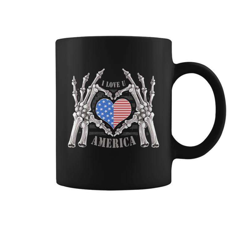 Skull Hands I Love You America Fourth Of July American Independence Day Graphic Coffee Mug