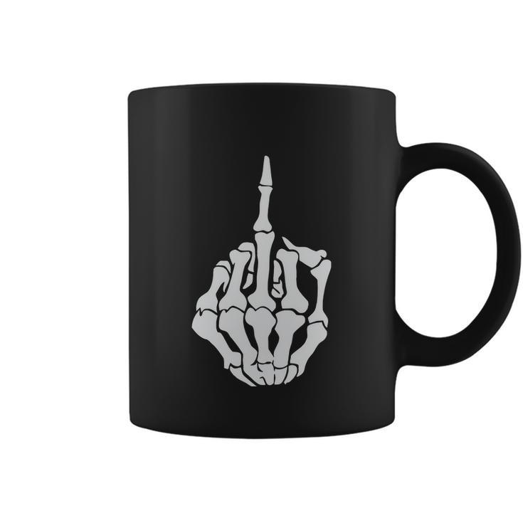 Skull Skeleton Middle Finger Top Mad Angry Rude Guy Funny Gift Scary Tshirt Coffee Mug