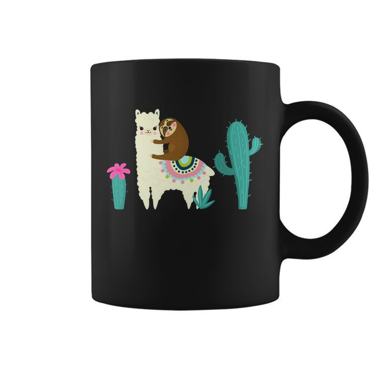 Sloth Riding Llama Funny Cactus Tshirt Coffee Mug