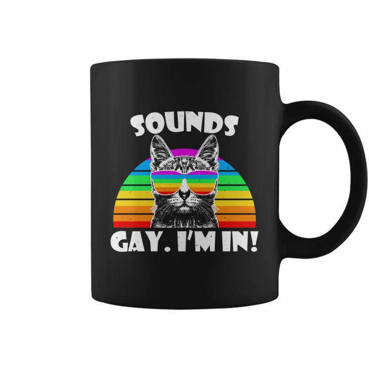 Sounds Gay Im In Rainbow Cat Pride Retro Cat Gay Funny Gift Coffee Mug