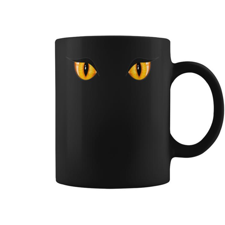 Spooky Creepy Ghost Black Cat Orange Eyes Halloween  Coffee Mug