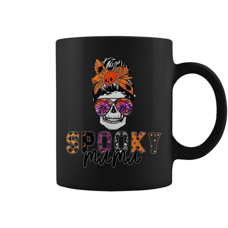 Spooky Mama Skull Halloween Womens Messy Bun Witch  Coffee Mug