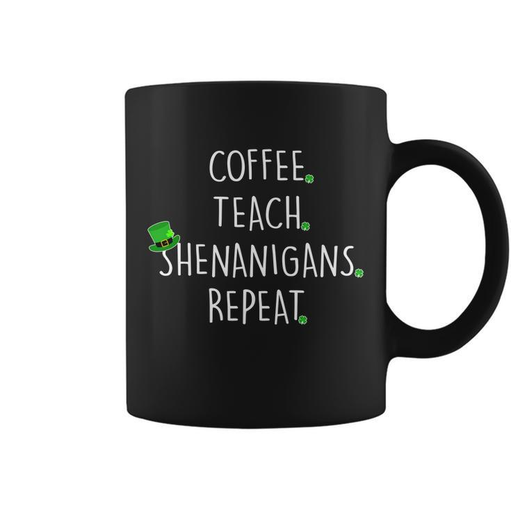St Patricks Day Coffee Teach Shenanigans Repeat T-Shirt Graphic Design Printed Casual Daily Basic Coffee Mug