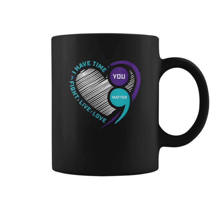 Suicide Awareness Prevention Heart Semi Colon You Matter Tshirt Coffee Mug