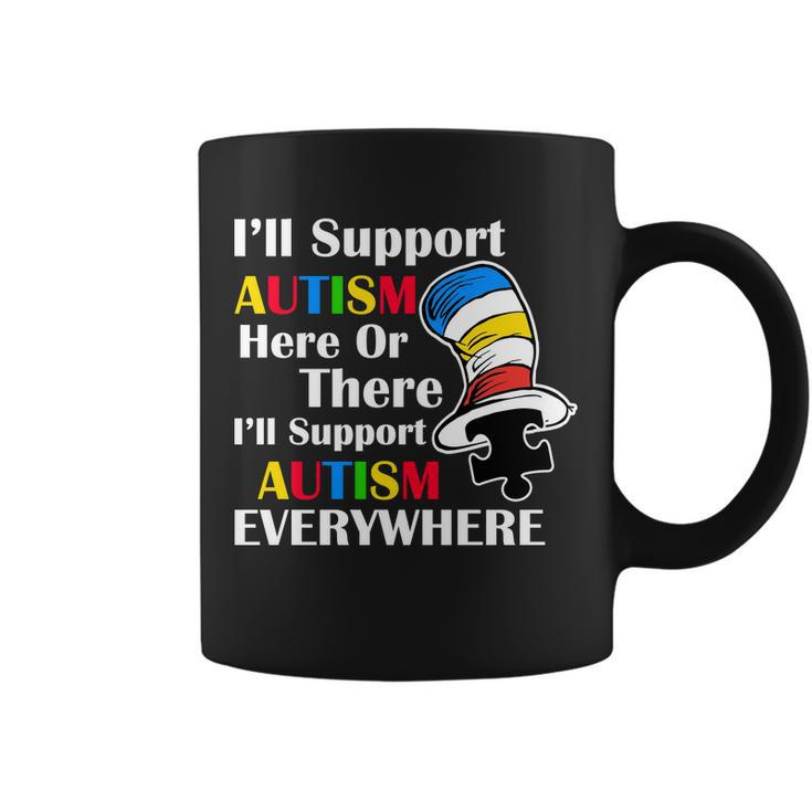 Support Autism Here Or There And Everywhere Tshirt Coffee Mug