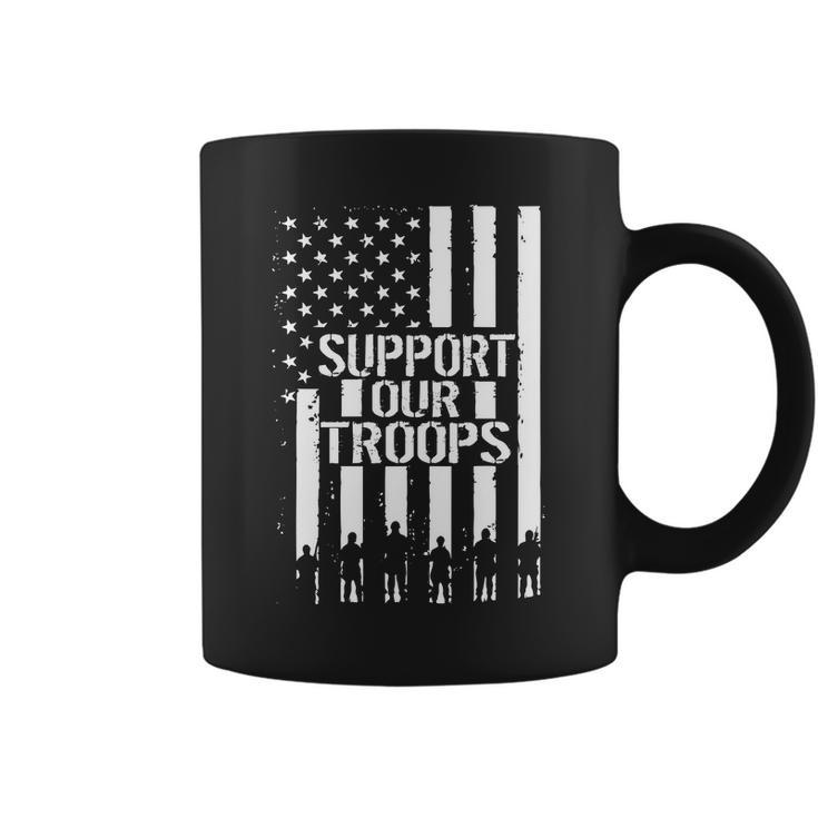 Support Our Troops Distressed American Flag Coffee Mug