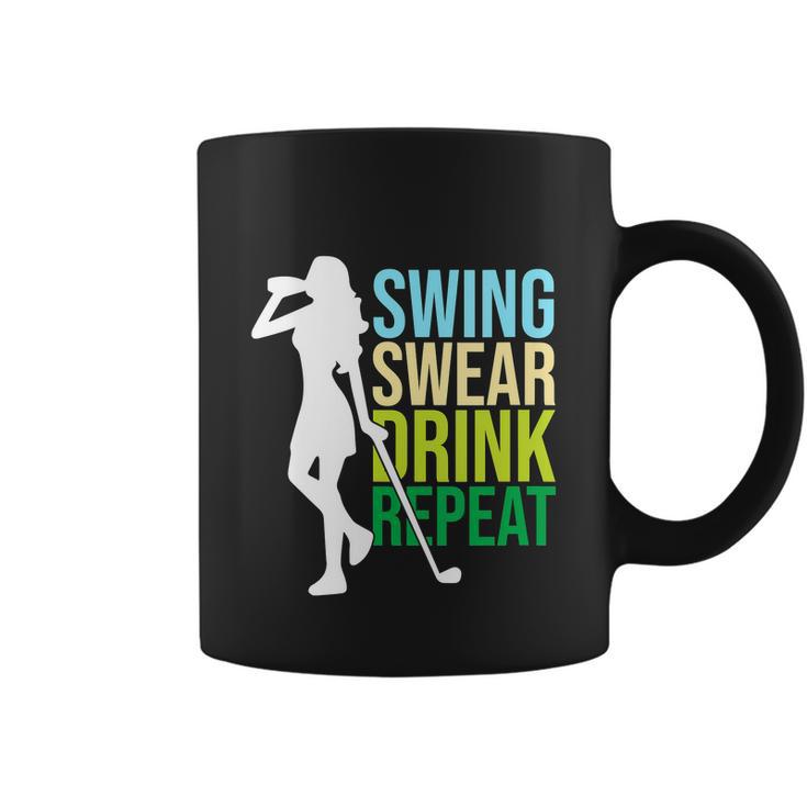 Swing Swear Drink Repeat Love Golf Funny Coffee Mug