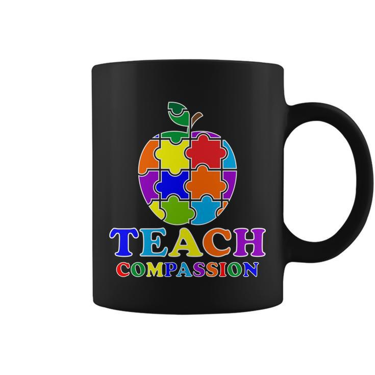 Teach Compassion Autism Awareness Teacher Apple Puzzle Coffee Mug