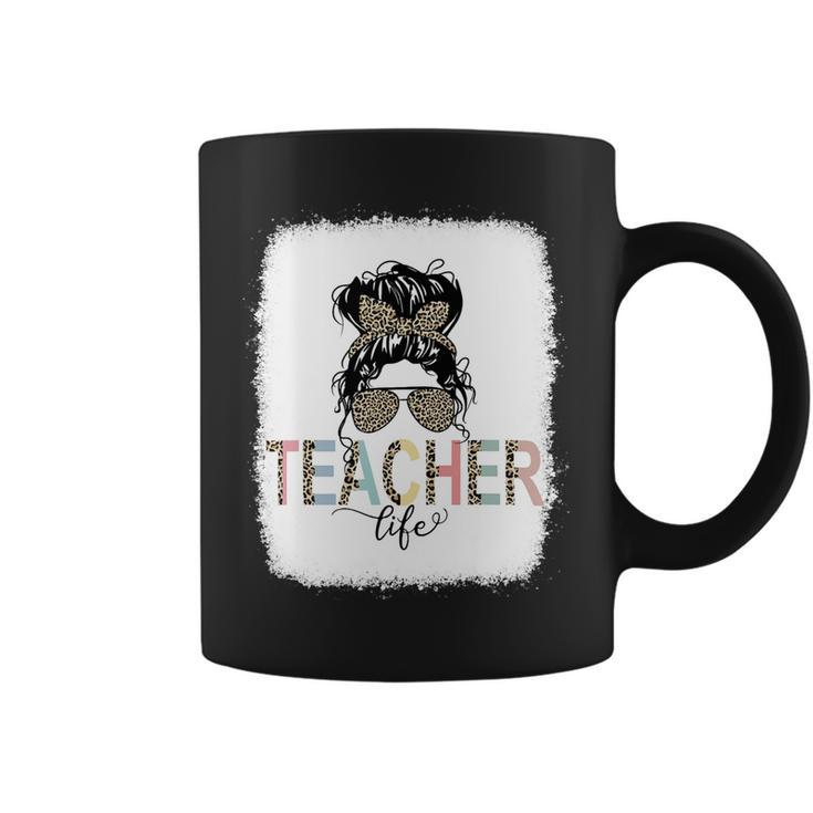 Teacher Life Bleached Shirt Teacher Life Royal Messy Bun Coffee Mug