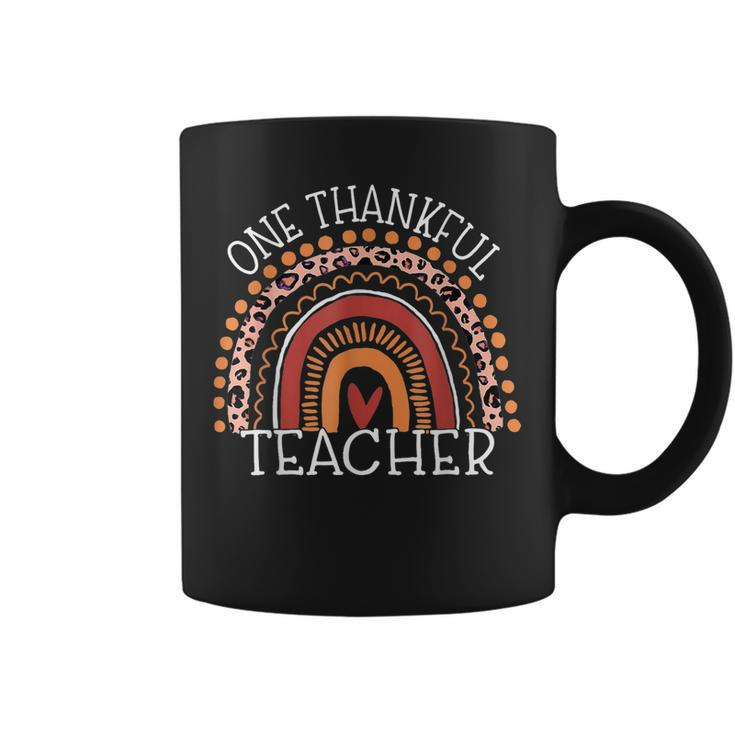 Teacher Thanksgiving - Leopard Rainbow One Thankful Teacher  Coffee Mug
