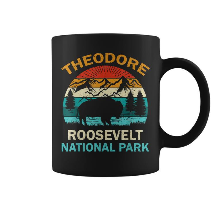 Theodore Roosevelt National Park North Dakota Buffalo Retro  Coffee Mug