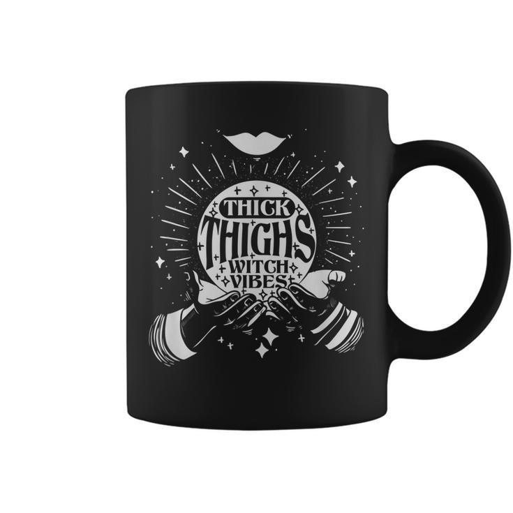 Thick Thighs Witch Vibes Spooky Halloween Hands Witch  Coffee Mug