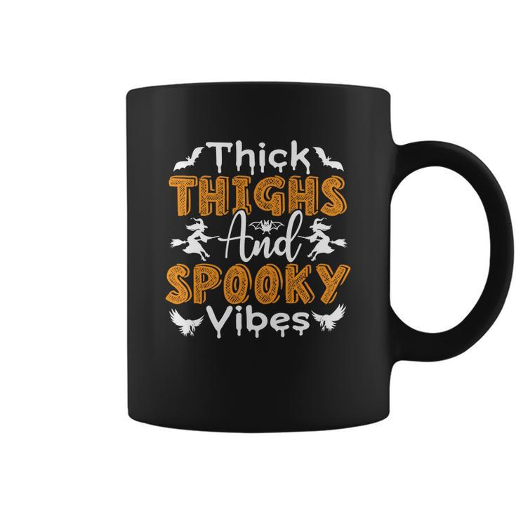 Thick Thights And Spooky Vibes Witch Broom Halloween Coffee Mug