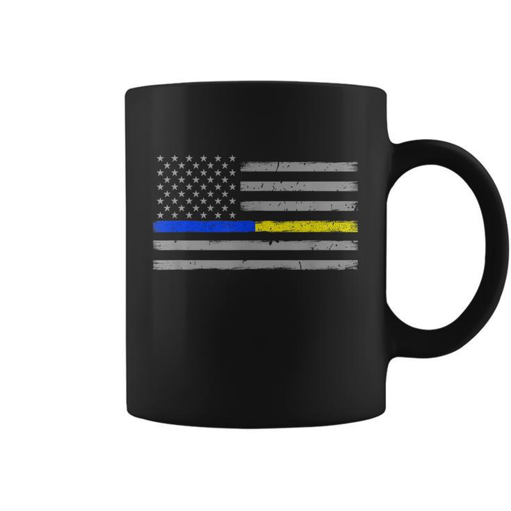 Thin Blue Gold Line 911 Police Dispatcher Coffee Mug